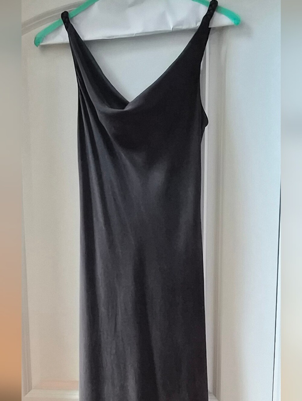 Elie Tahari 100% Silk Cowl Neck Maxi Dress Chocolate Brown Size M